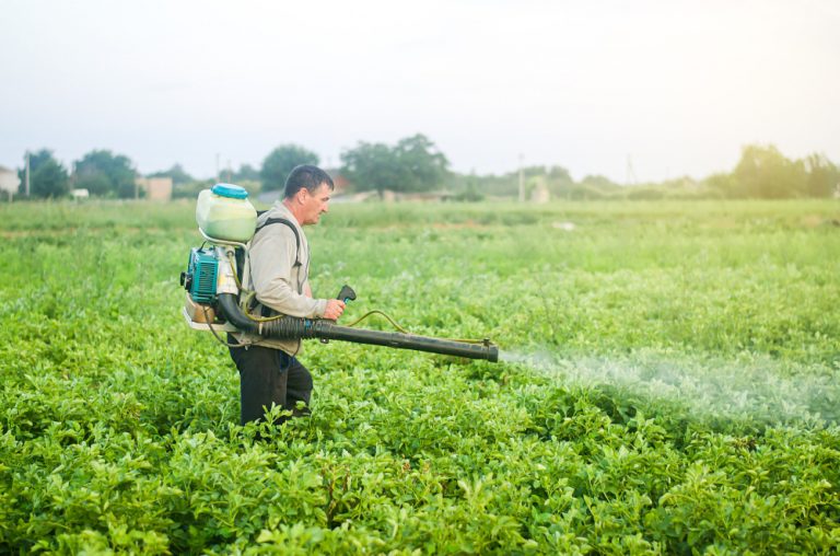 farmer spraying pesticide