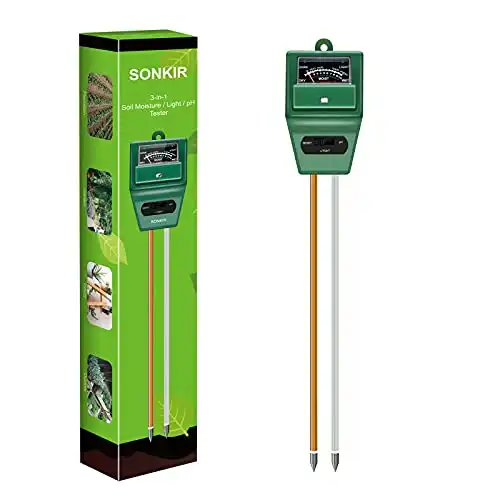 SONKIR Soil pH Meter, 3-in-1 Soil Moisture/Light/pH Tester Gardening Tool Kit