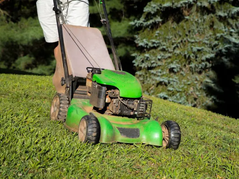 lawn mower on hill