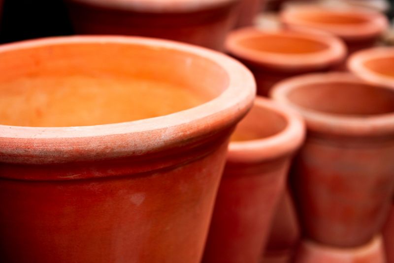 terracotta pots closeup